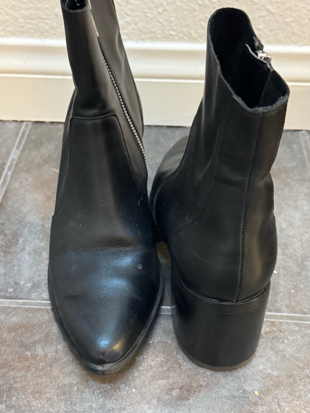 Treasure & Bond Black Leather Ankle Booties with Side Zip